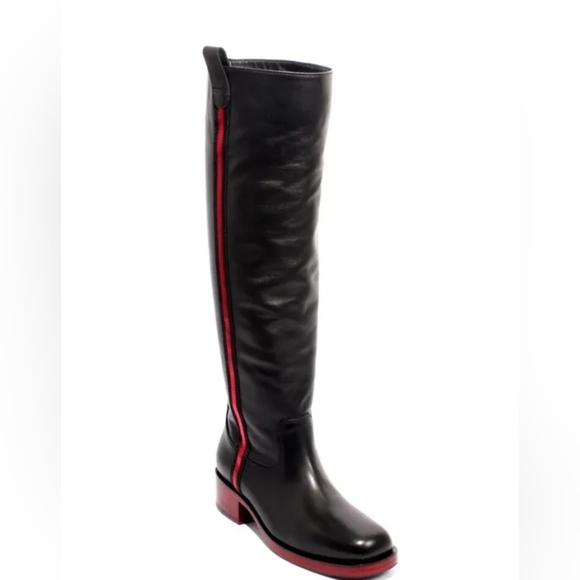Laura Bellariva 4681 Black Red/ Leather Zip-Up Knee-HighBoots 39/ US 8.5 Italian - Picture 1 of 9
